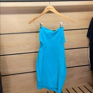 Strapless turquoise bebe dress